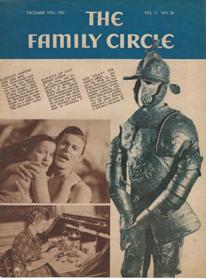 THE FAMILY CIRCLE magazine side cover 10 December 1937