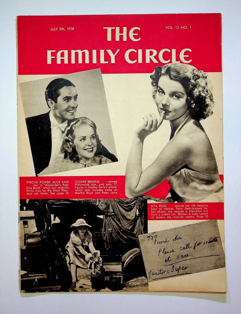 THE FAMILY CIRCLE magazine side cover 8 July 1938