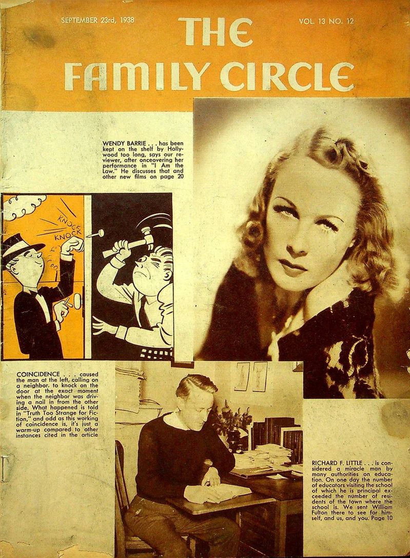 THE FAMILY CIRCLE magazine side cover 23 September 1938