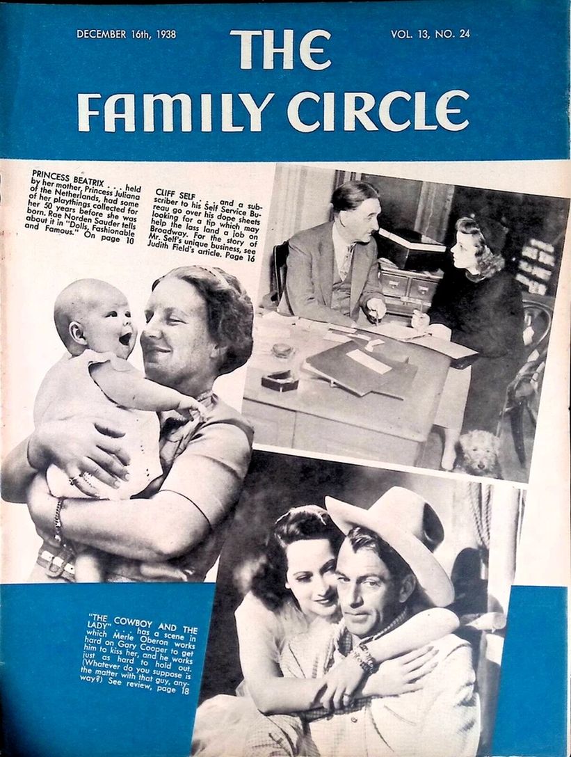 THE FAMILY CIRCLE magazine side cover 16 December 1938