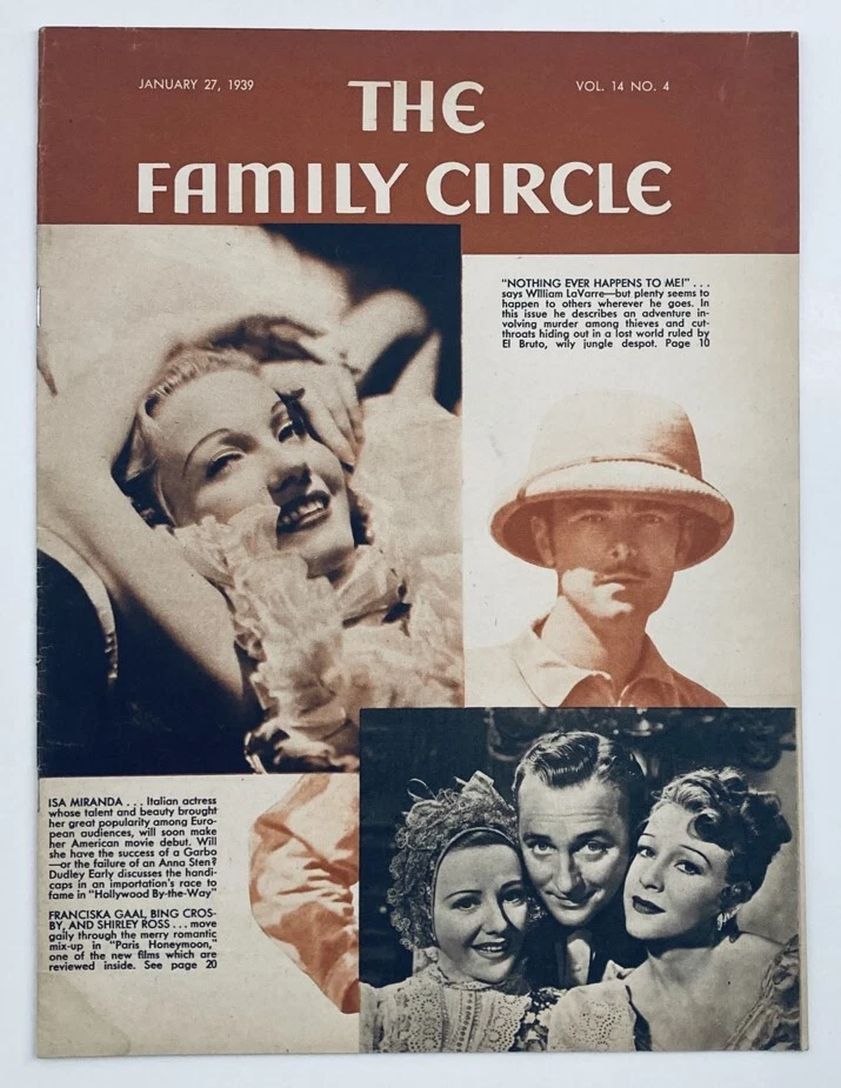 THE FAMILY CIRCLE magazine side cover 27 January 1939