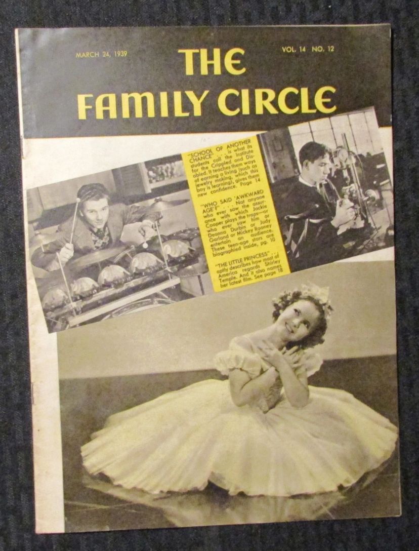 THE FAMILY CIRCLE magazine side cover 24 March 1939