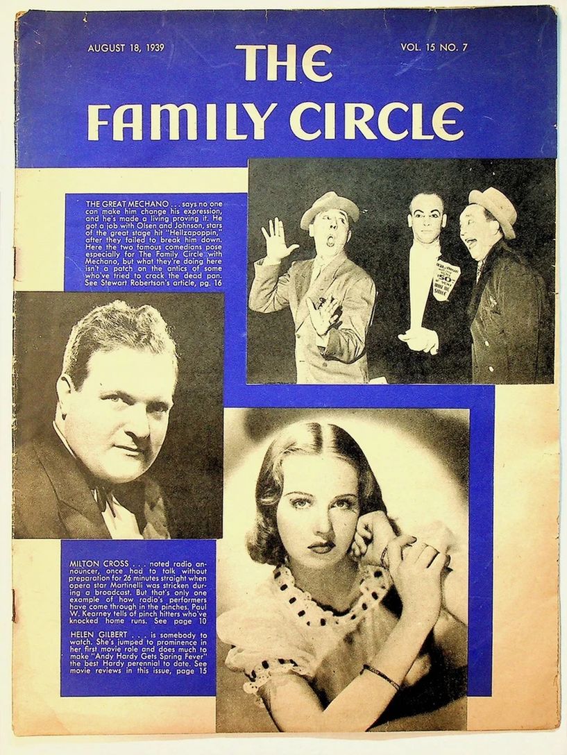 THE FAMILY CIRCLE magazine side cover 18 August 1939