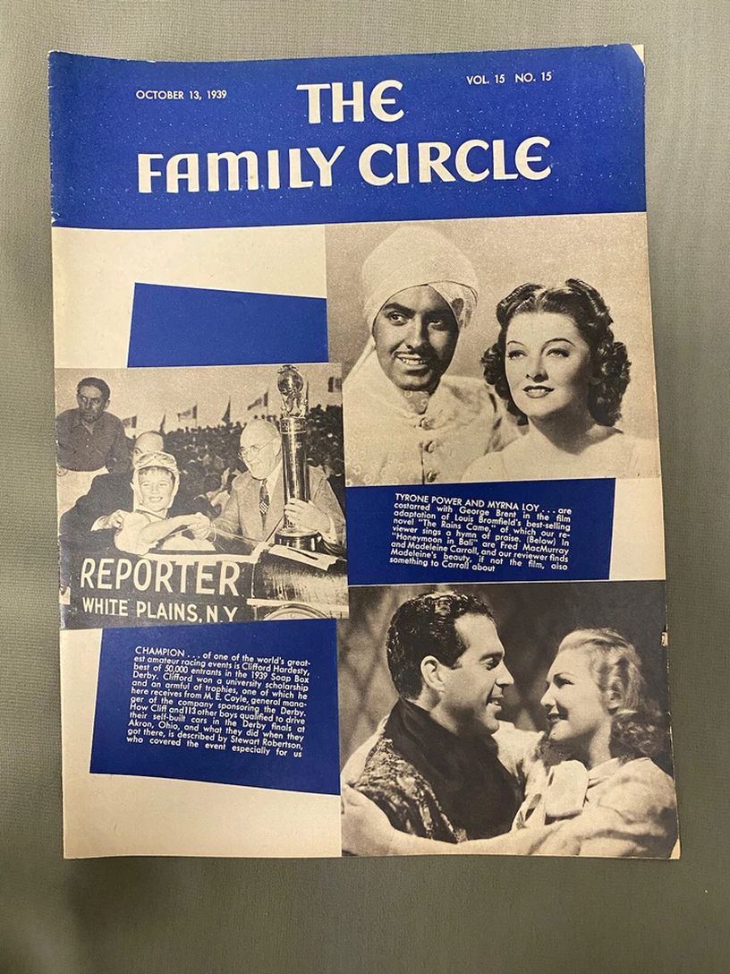 THE FAMILY CIRCLE magazine side cover 13 October 1939