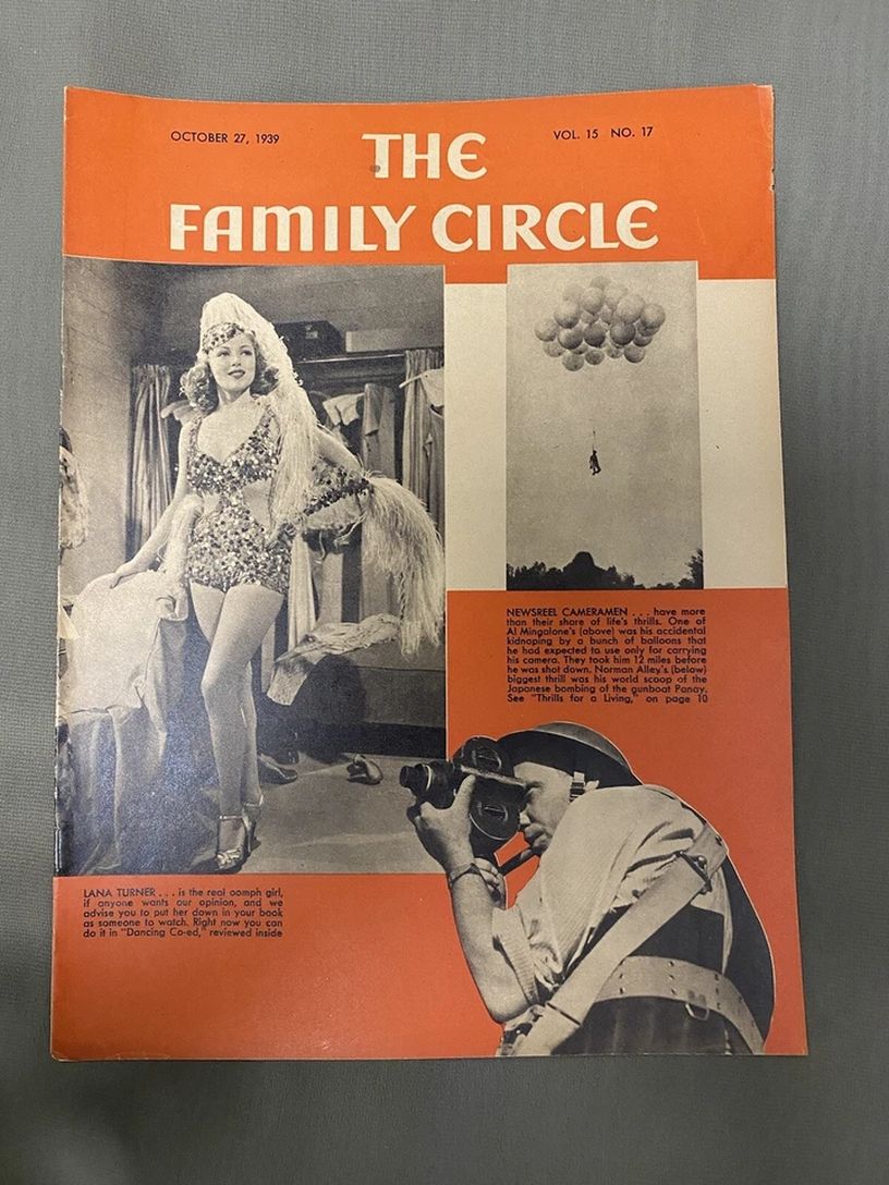 THE FAMILY CIRCLE magazine side cover 27 October 1939