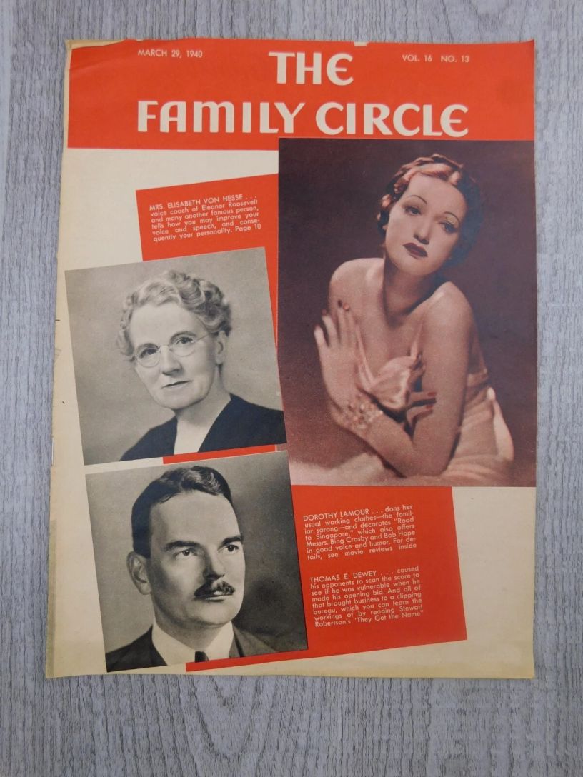THE FAMILY CIRCLE magazine side cover 29 March 1940