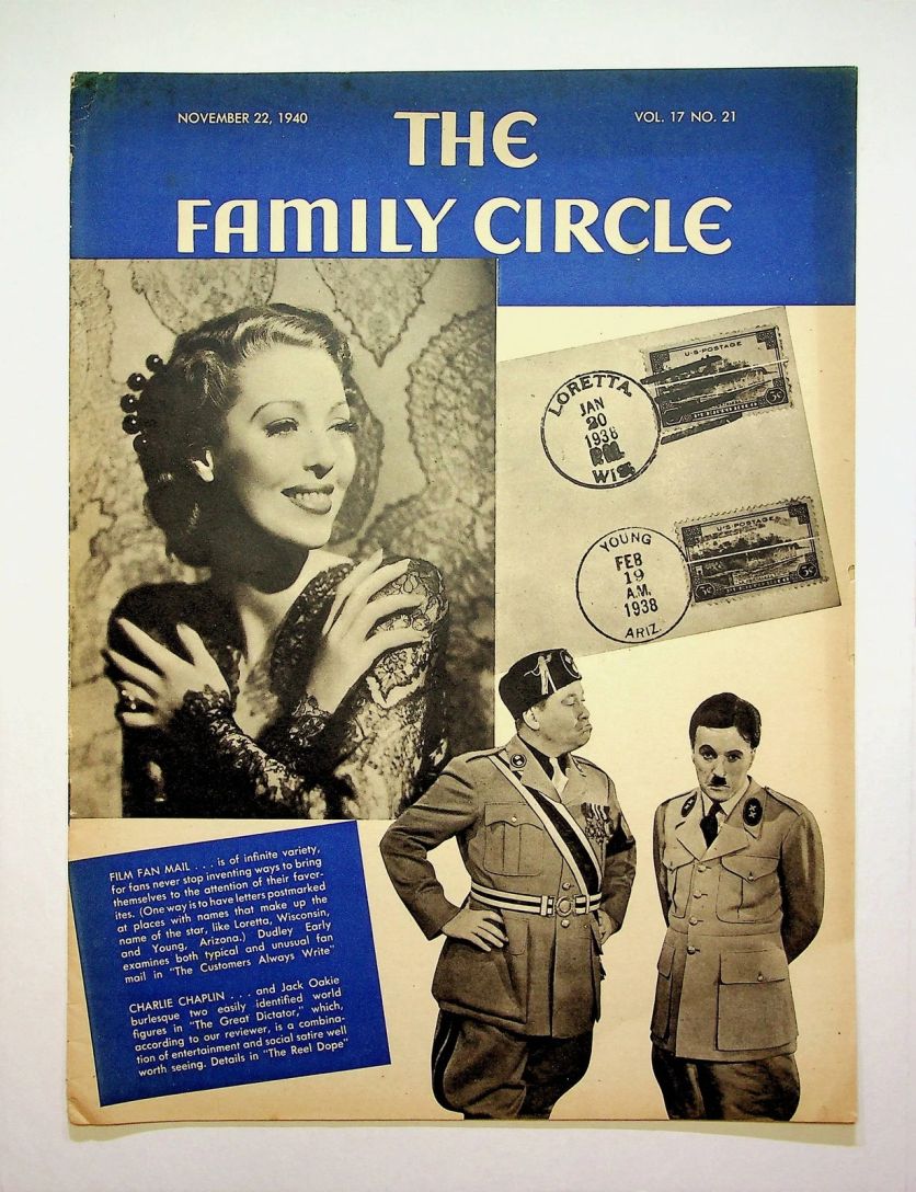 THE FAMILY CIRCLE magazine side cover 22 November 1940