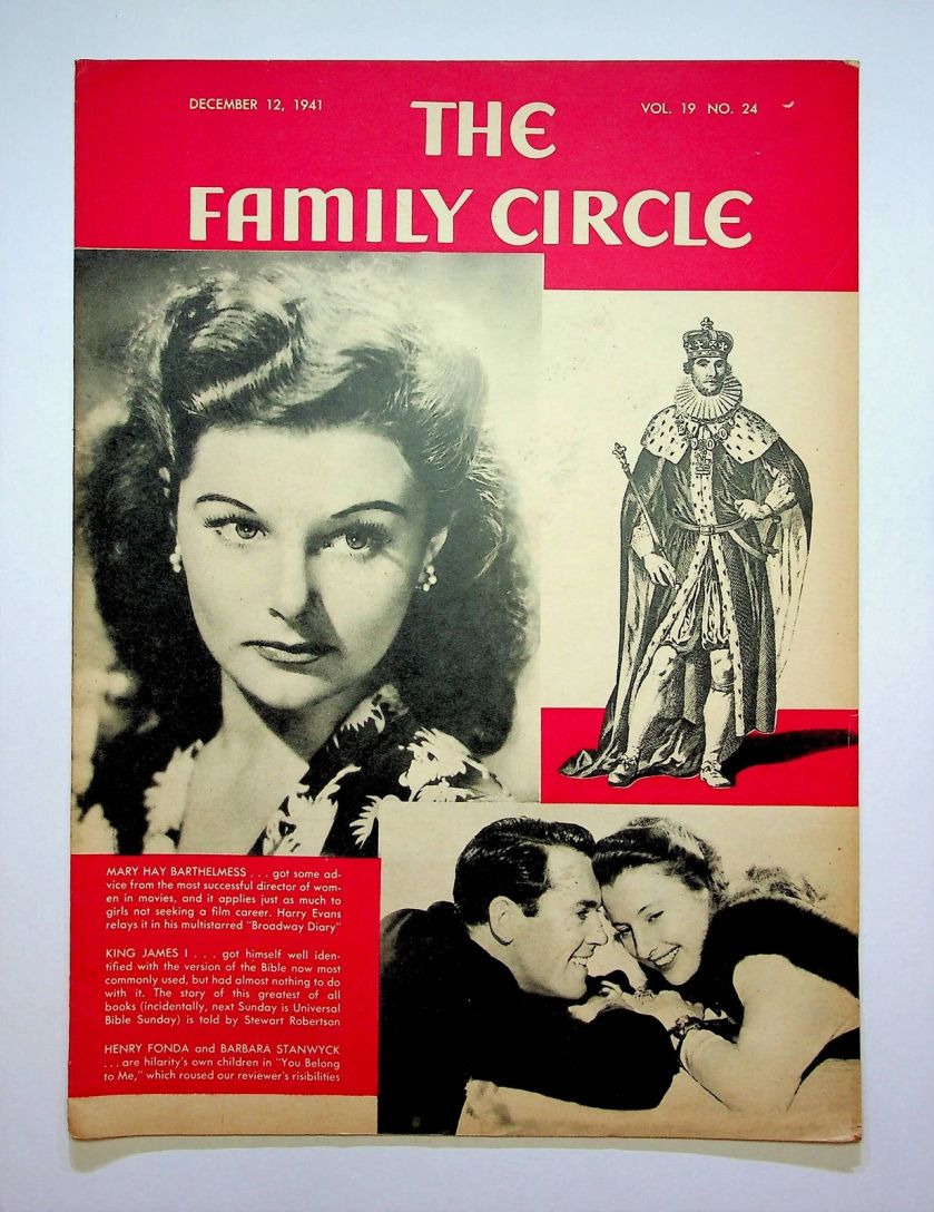 THE FAMILY CIRCLE magazine side cover 12 December 1941