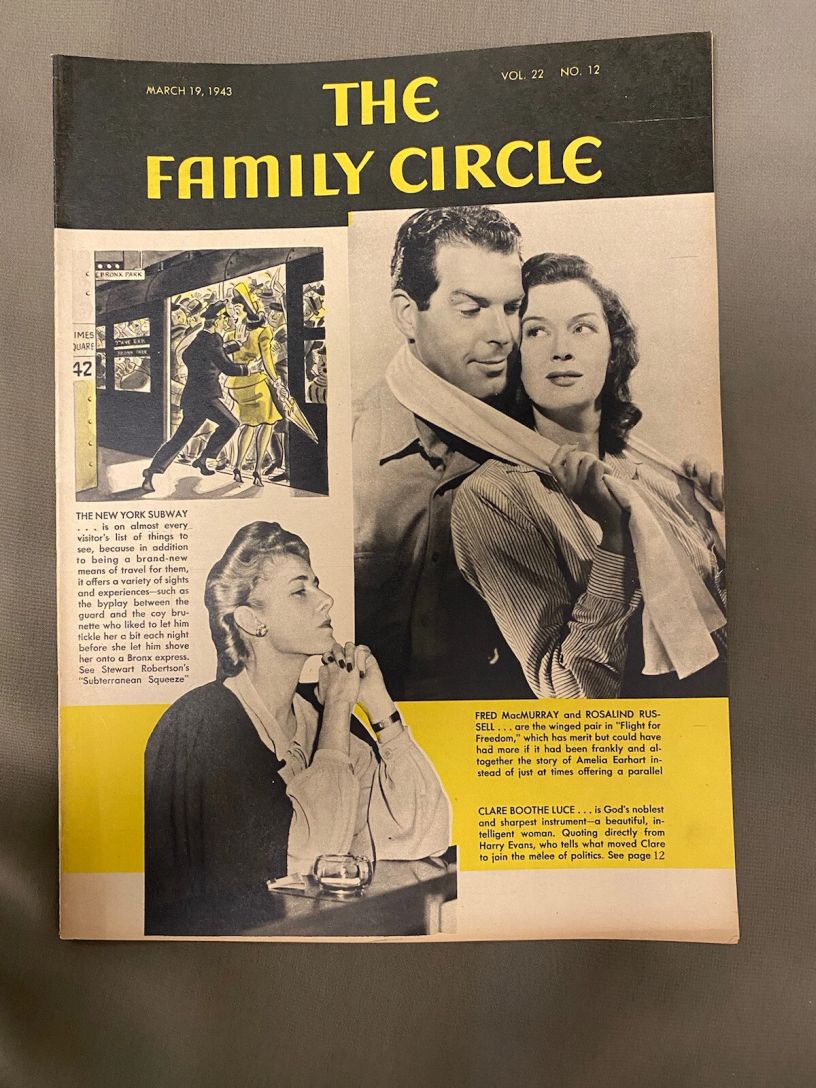THE FAMILY CIRCLE magazine side cover 19 March 1942