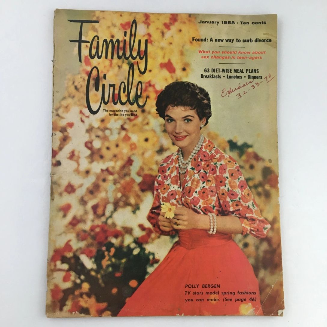 THE FAMILY CIRCLE magazine side cover  January 1958