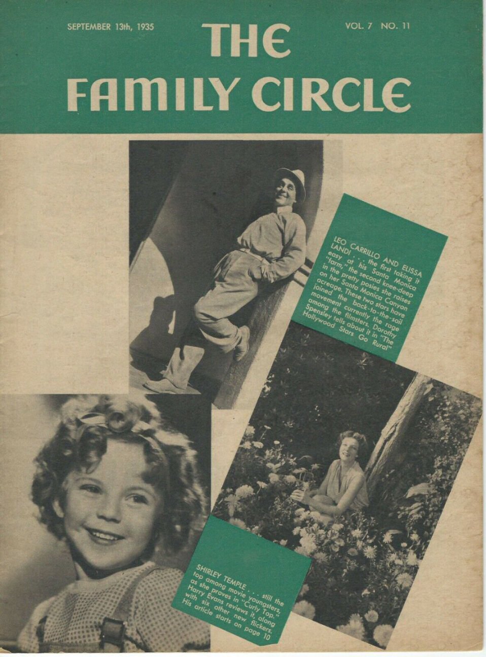 THE FAMILY CIRCLE magazine side cover 13 September 1935