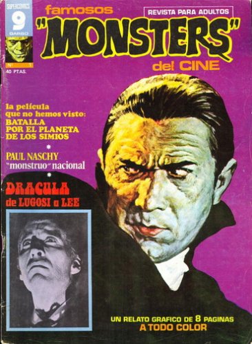 FAMOSOS MONSTERS DEL CINE magazine side cover Issue 1 April 1975