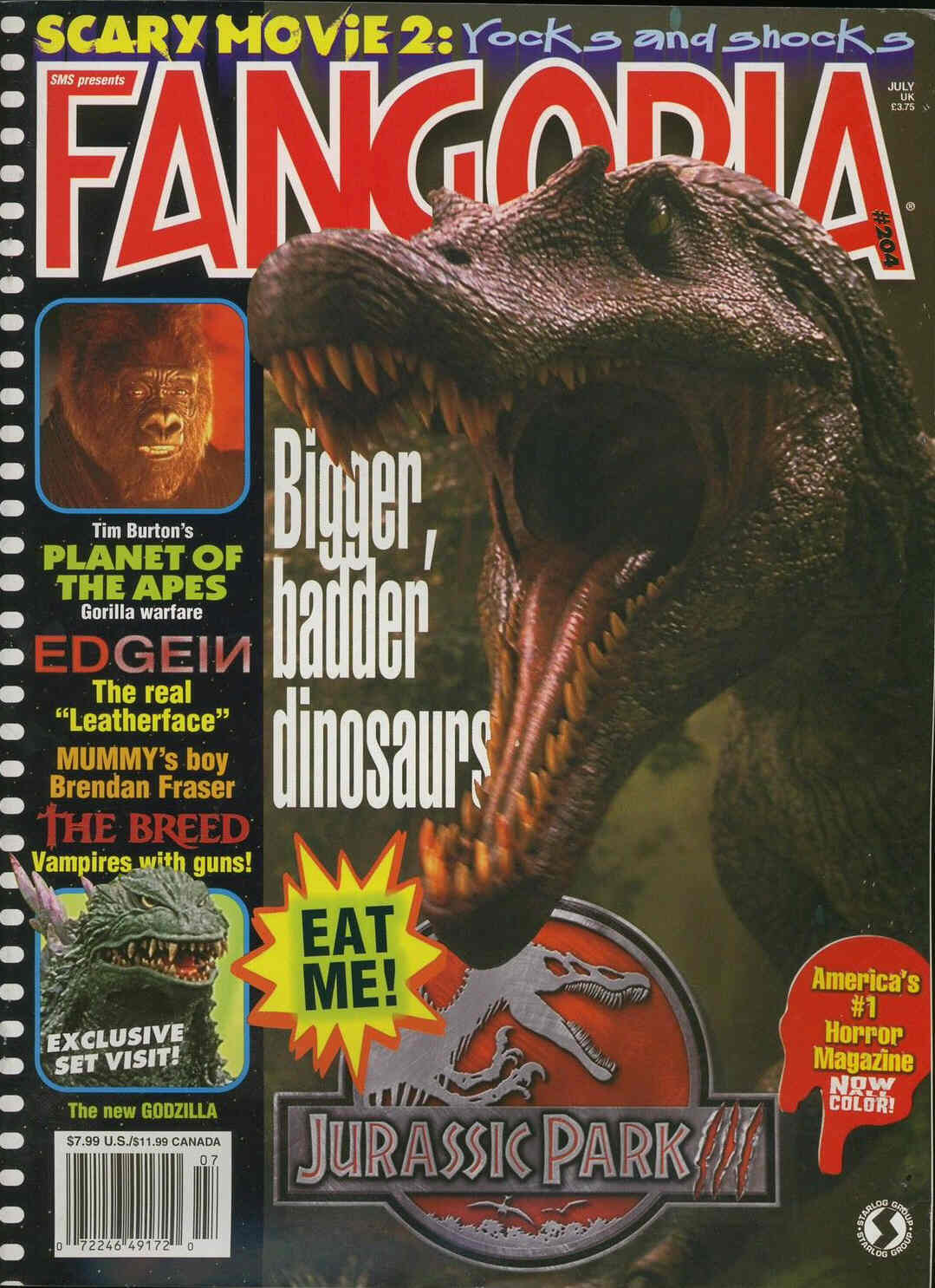FANGORIA magazine side cover Issue 204 July 2001