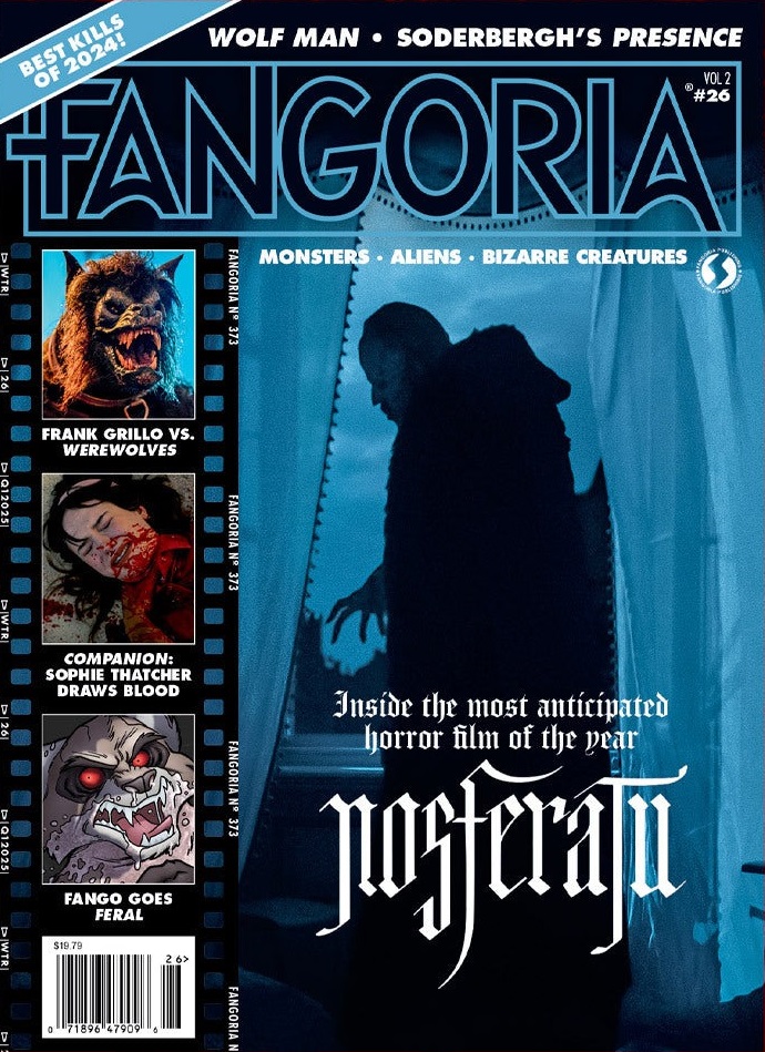 FANGORIA 2018 magazine side cover Issue 374  Vol 2 No  26 Winter 2024