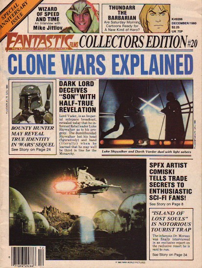 FANTASTIC FILMS magazine side cover Issue 20 December 1980