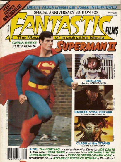 FANTASTIC FILMS magazine side cover Issue 25 August 1981