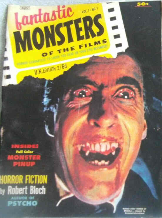 FANTASTIC MONSTERS OF THE FILMS (UK) magazine side cover Issue 1   1962