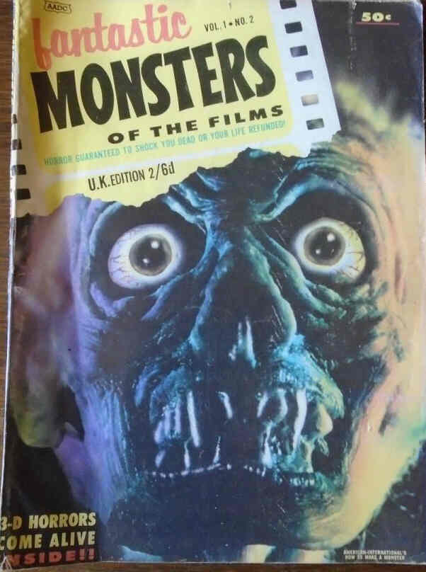FANTASTIC MONSTERS OF THE FILMS (UK) magazine side cover Issue 2   1962