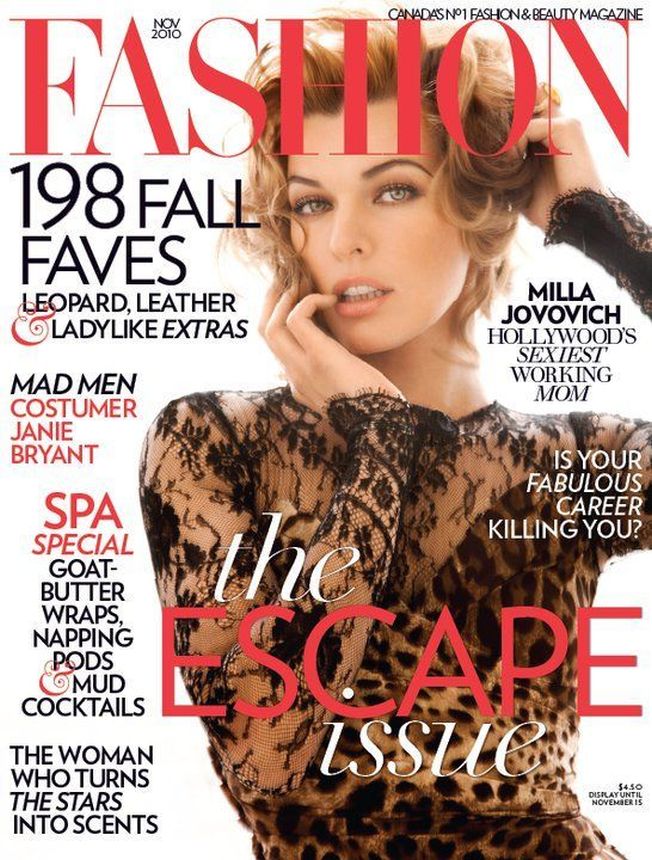 FASHION CANADA magazine side cover  November 2010