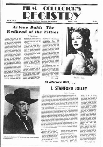 FILM COLLECTORS REGISTRY magazine side cover March 1974