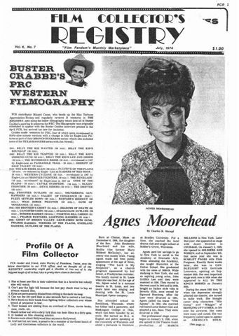 FILM COLLECTORS REGISTRY magazine side cover July 1974
