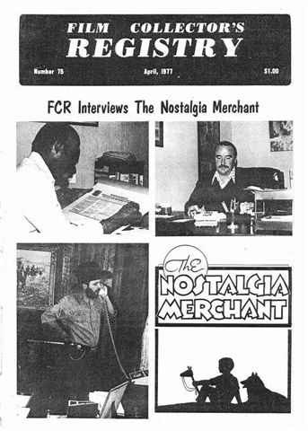 FILM COLLECTORS REGISTRY magazine side cover Issue 75 April 1977
