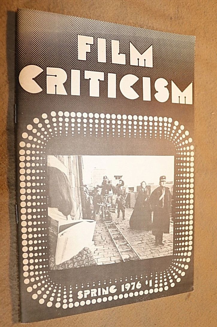 FILM CRITICISM magazine side cover Issue 1 Spring 1976