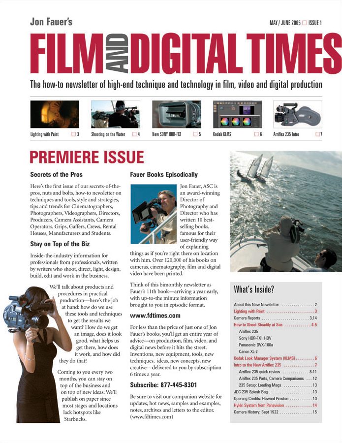 FILM AND DIGITAL TIMES magazine side cover Issue 1 May/June 2005
