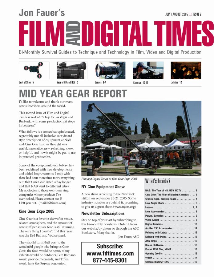 FILM AND DIGITAL TIMES magazine side cover Issue 2 July/August 2005