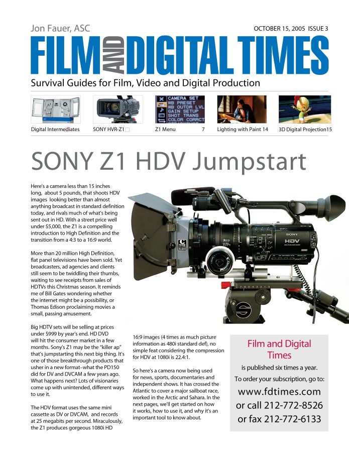 FILM AND DIGITAL TIMES magazine side cover Issue 3 October 2005