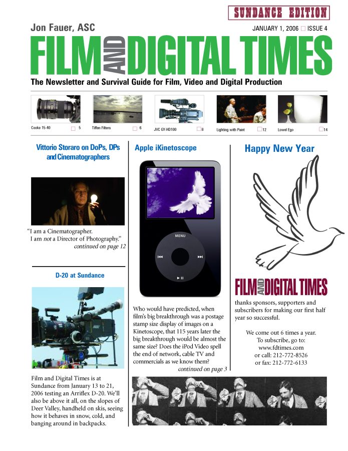 FILM AND DIGITAL TIMES magazine side cover Issue 4 January 2006
