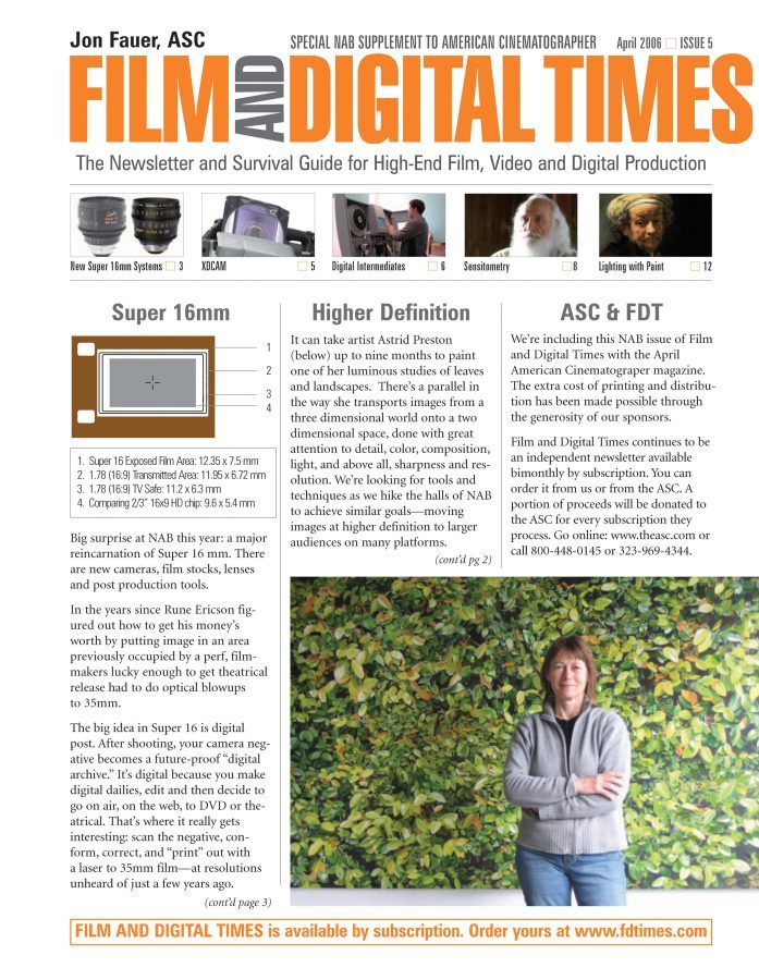 FILM AND DIGITAL TIMES magazine side cover Issue 5 April 2006