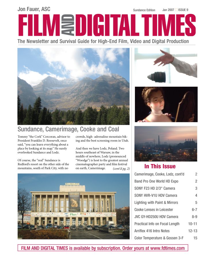 FILM AND DIGITAL TIMES magazine side cover Issue 9 January 2007
