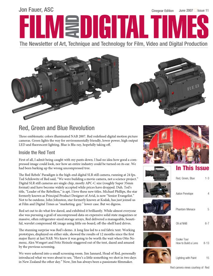 FILM AND DIGITAL TIMES magazine side cover Issue 11 June 2007