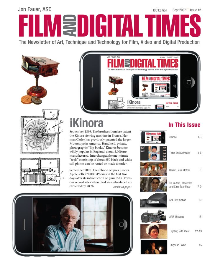 FILM AND DIGITAL TIMES magazine side cover Issue 12 September 2007