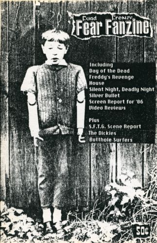 FEAR FANZINE magazine side cover Issue 1  1986