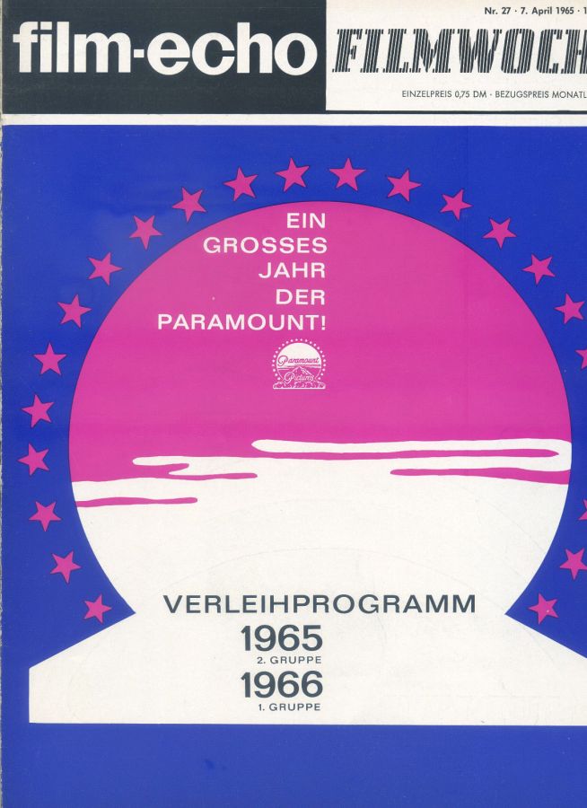 FILM-ECHO FILMWOCHE magazine side cover Issue 27 7 April 1965