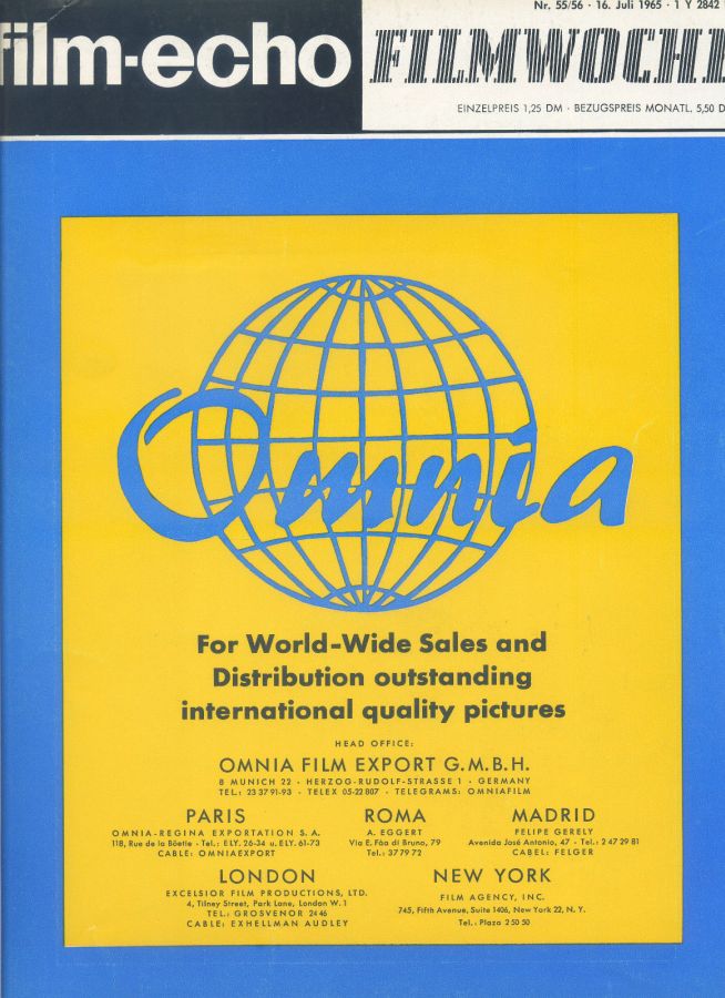 FILM-ECHO FILMWOCHE magazine side cover Issue 55-6 16 July 1965