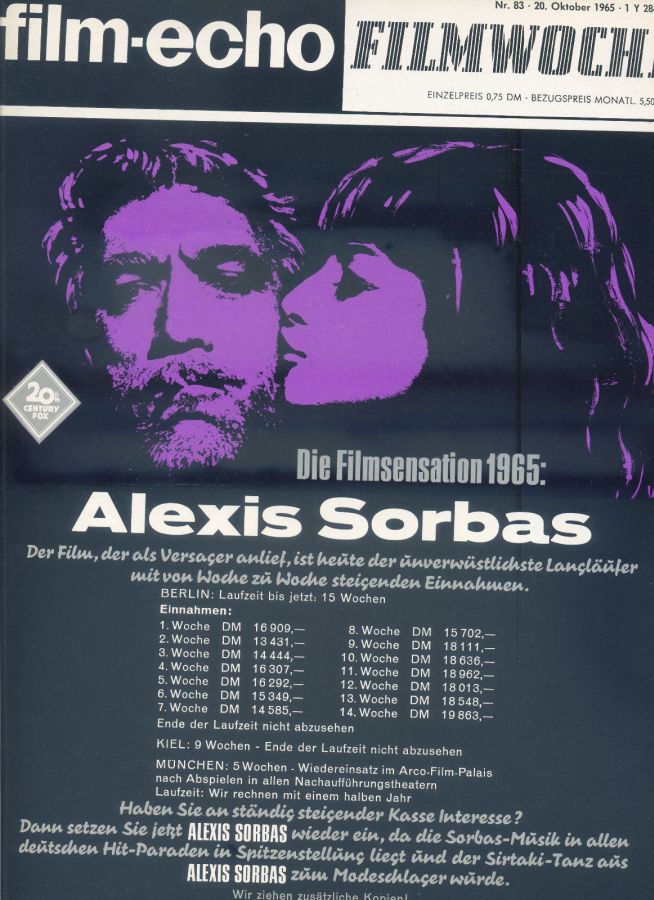 FILM-ECHO FILMWOCHE magazine side cover Issue 83 20 October 1965