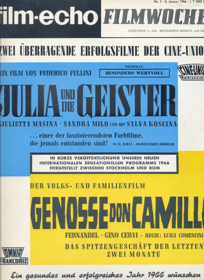FILM-ECHO FILMWOCHE magazine side cover Issue 1 5 January 1966