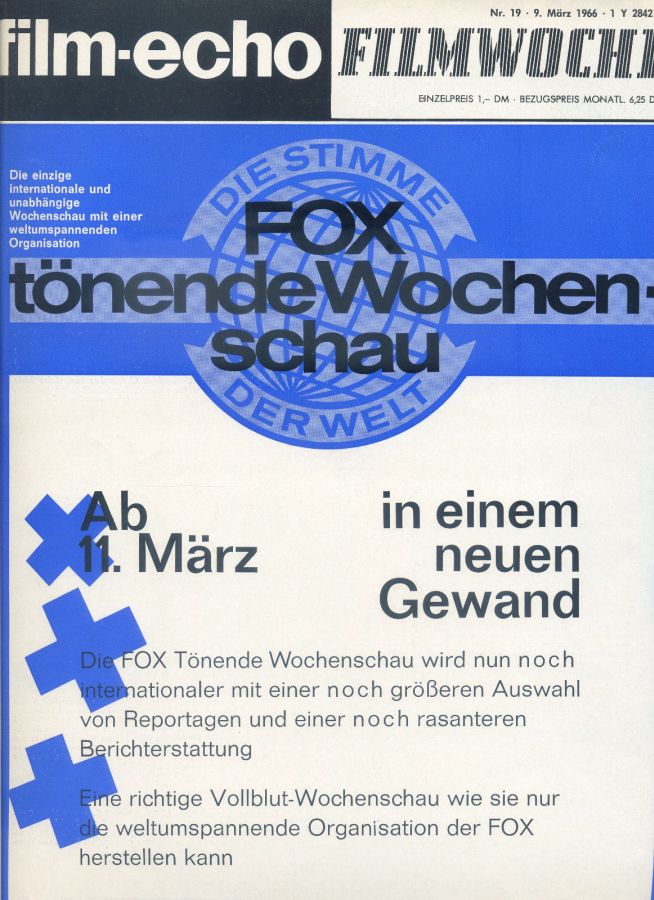 FILM-ECHO FILMWOCHE magazine side cover Issue 19 9 March 1966