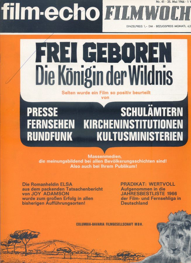 FILM-ECHO FILMWOCHE magazine side cover Issue 41 25 May 1966