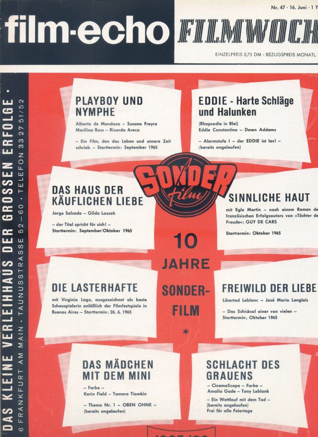 FILM-ECHO FILMWOCHE magazine side cover Issue 47 16 June 1966