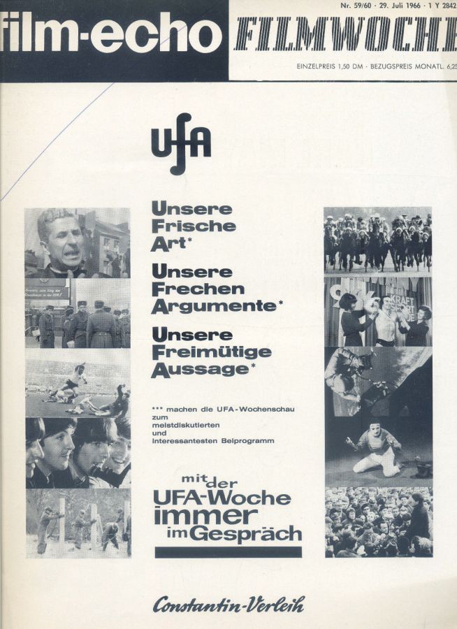 FILM-ECHO FILMWOCHE magazine side cover Issue 59-60 29 July 1966