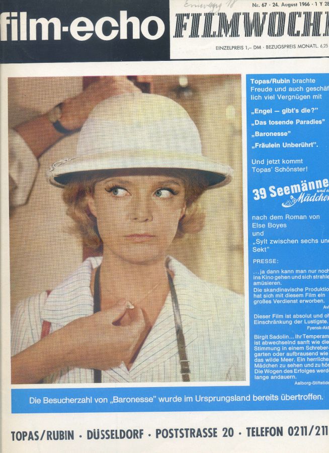 FILM-ECHO FILMWOCHE magazine side cover Issue 67 24 August 1966