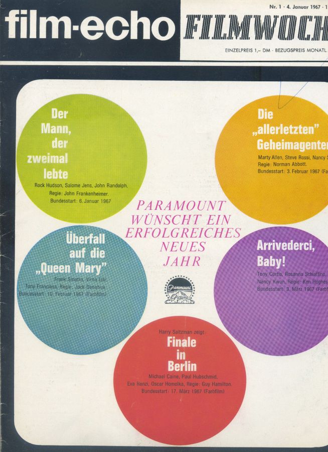 FILM-ECHO FILMWOCHE magazine side cover Issue 1 4 January 1967