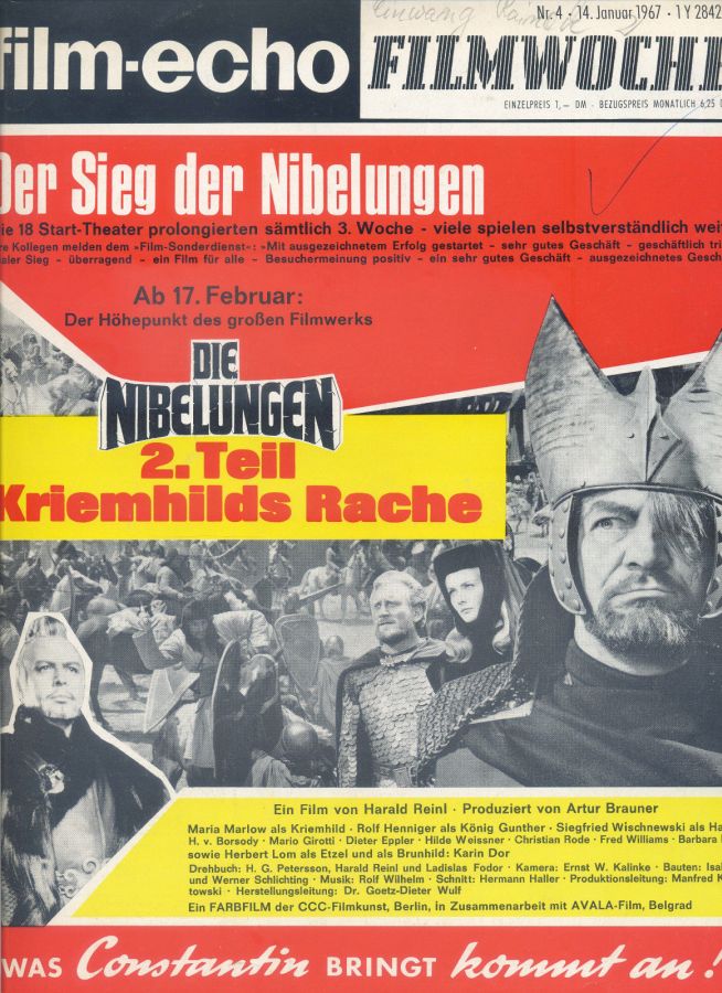 FILM-ECHO FILMWOCHE magazine side cover Issue 4 14 January 1967