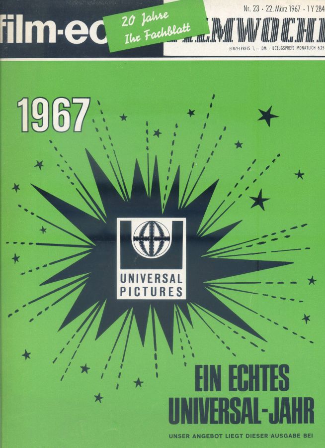 FILM-ECHO FILMWOCHE magazine side cover Issue 23 22 March 1967
