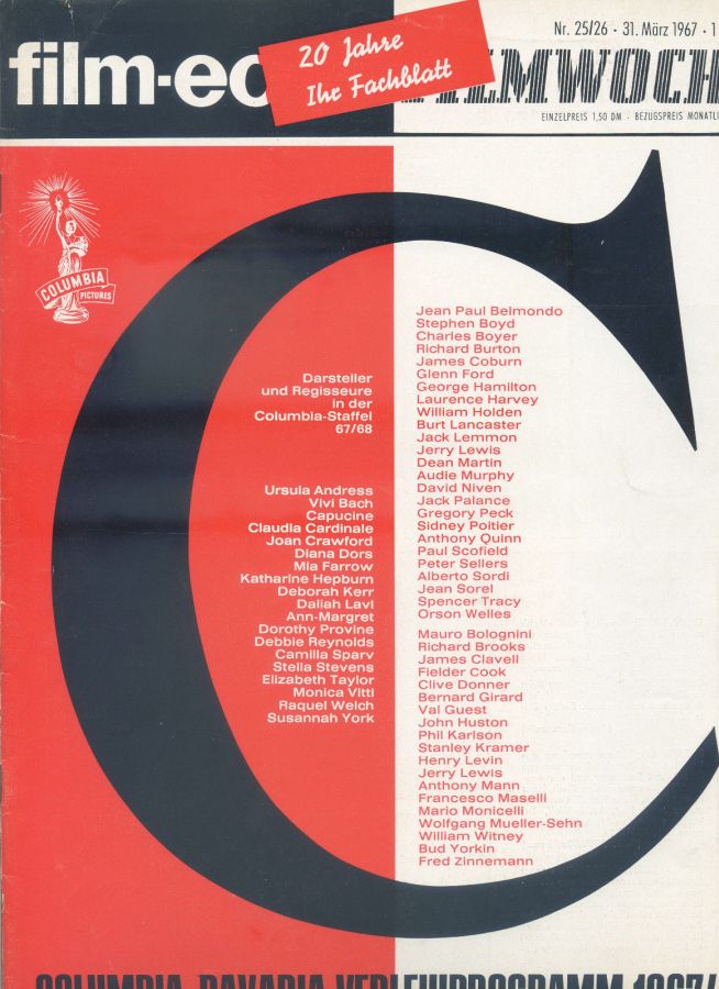 FILM-ECHO FILMWOCHE magazine side cover Issue 25-6 31 March 1967