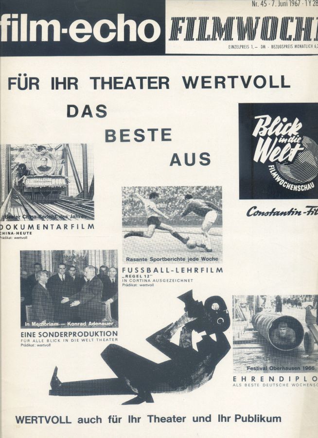 FILM-ECHO FILMWOCHE magazine side cover Issue 45 7 June 1967